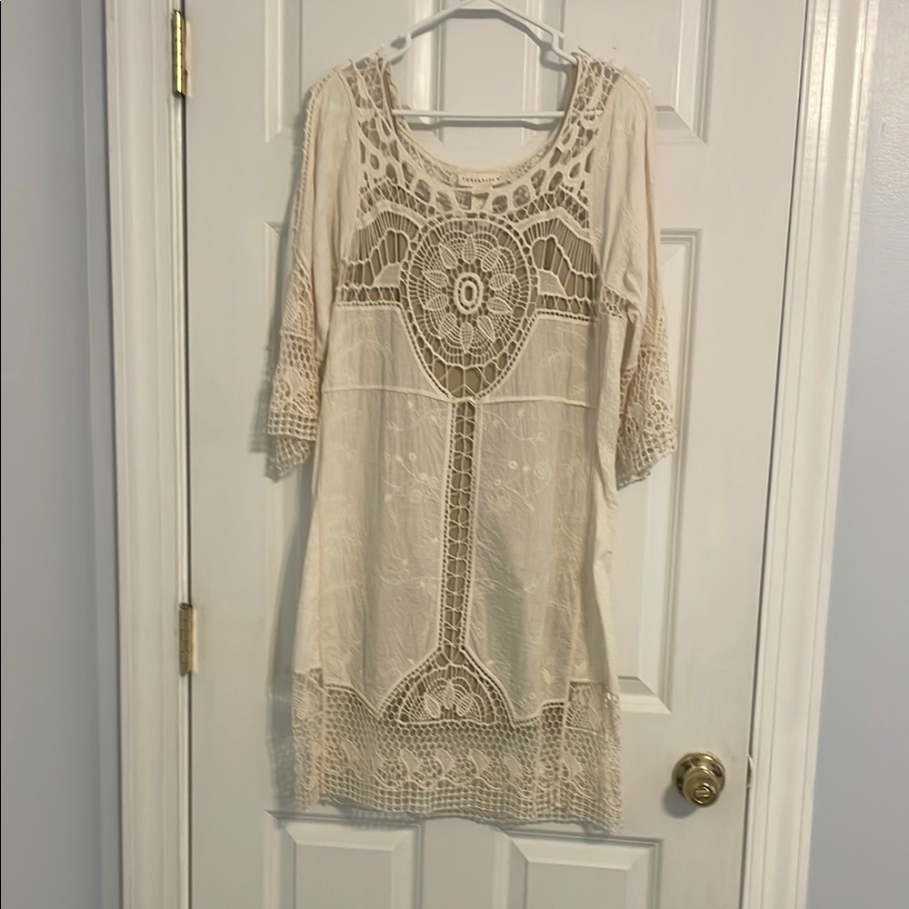 Cream Lace Tunic Dress